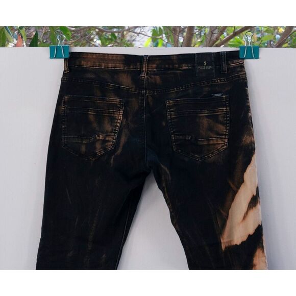 Scott James Pants Bleached Custom Men's 36x32 Slim Fit Black Stretch Chino Jeans - Picture 7 of 8
